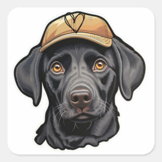 Pegatina Cuadrada Golden Doodle Cap Kids Sticker Design stickers