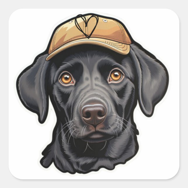 Pegatina Cuadrada Golden Doodle Cap Kids Sticker Design stickers  (Anverso)