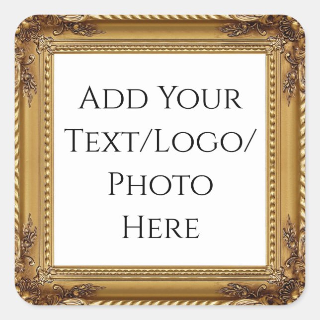 Pegatina Cuadrada Golden Frame Business / Event / Craft (Anverso)