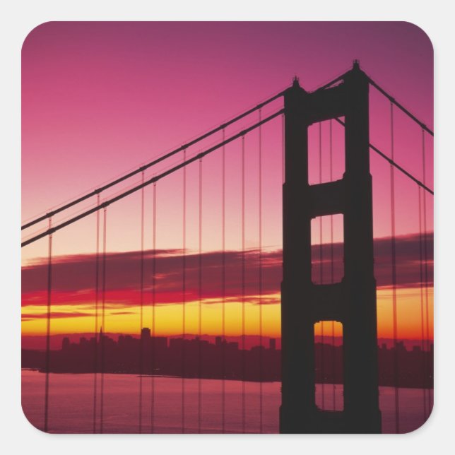 Pegatina Cuadrada Golden Gate Bridge, San Francisco, California, 6 (Anverso)