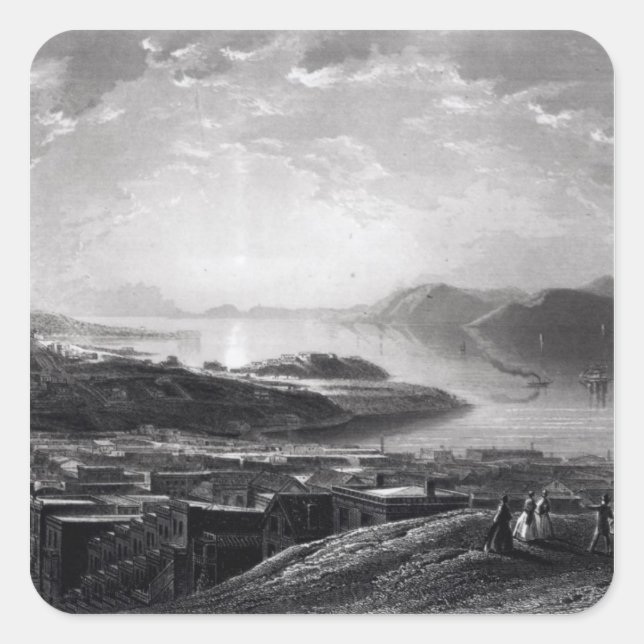 Pegatina Cuadrada Golden Gate, de Telegraph Hill (Anverso)