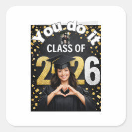 Pegatina Cuadrada Golden Graduation Celebration Card – Congratulatio