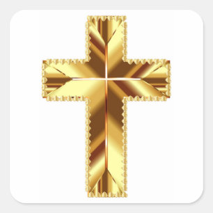 PEGATINA CUADRADA GOLDEN HOLY CROSS
