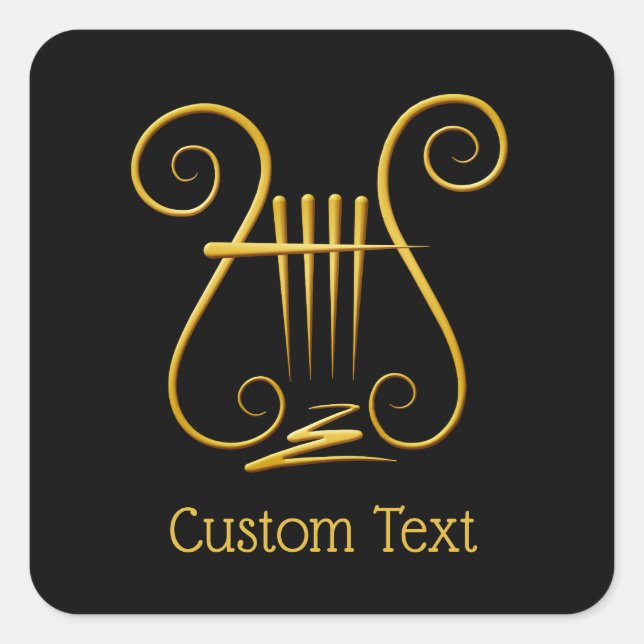 Pegatina Cuadrada Golden Lyre (Anverso)