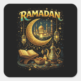 Pegatina Cuadrada Golden Nights of Ramadan