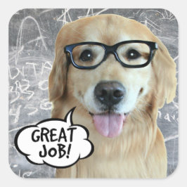 Pegatina Cuadrada Golden Retriever Dog Great Job Teacher Reward