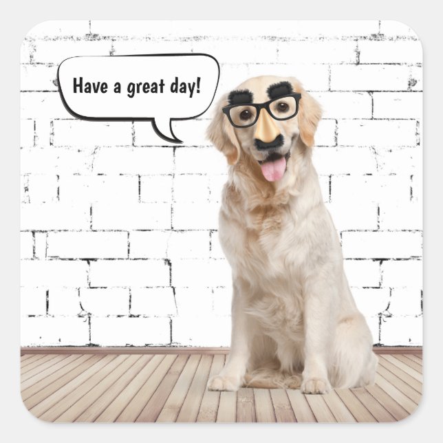 Pegatina Cuadrada Golden Retriever Humor Square Sticker (Anverso)