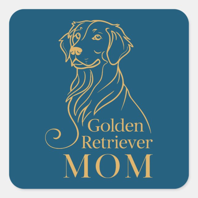 Pegatina Cuadrada Golden Retriever Mom (Anverso)