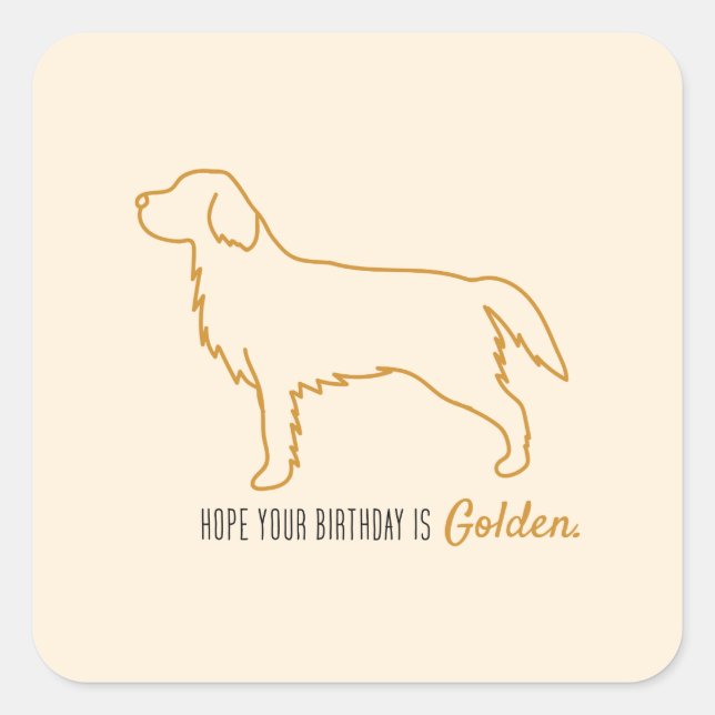 Pegatina Cuadrada Golden Retriever Tissue Paper  (Anverso)