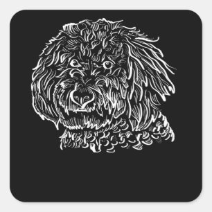 Pegatina Cuadrada Goldendoodle Line art Gift Idea