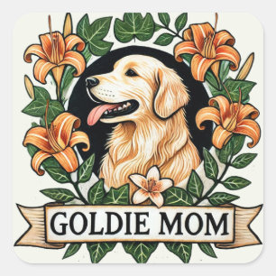 Pegatina Cuadrada Goldie Mom Golden Retriever Dog Moms