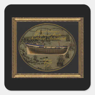 Pegatina Cuadrada Goleta colonial americana Sir Edward Hawke