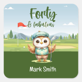 Pegatina Cuadrada Golf 40 cumpleaños fiesta cumpleaños de golfista