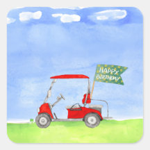 Golf Feliz cumpleaños con carrito de golf Papel en