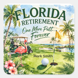 Pegatina Cuadrada Golf Florida con tema de flamenco