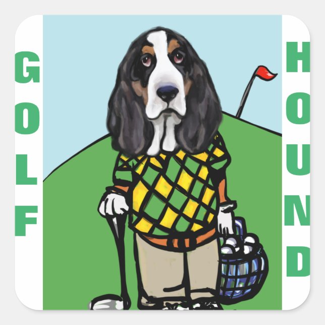 PEGATINA CUADRADA GOLF HOUND (Anverso)