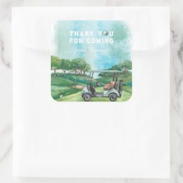 Pegatina Cuadrada Golf Par-Tee | Cumpleaños Gracias