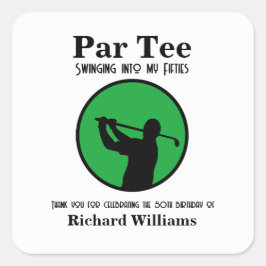 Pegatina Cuadrada Golf Player Swinging into My Fifties 50th Birthday