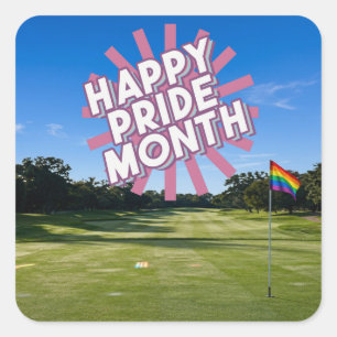 Pegatina Cuadrada Golf Pride en campo de golf tema arcoíris