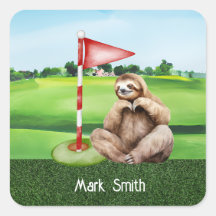Golf Sloth Golfer en césped verde