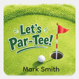 Pegatina Cuadrada Golf Vamos a Par-Tee Putting Green Fiesta 