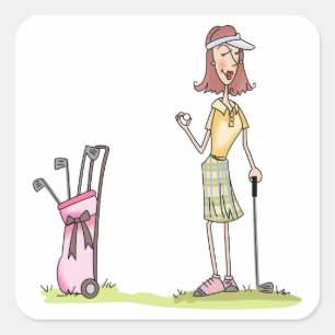 Pegatina Cuadrada Golfista mujer