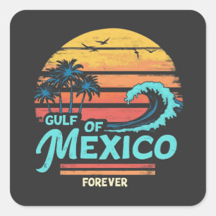 Pegatina Cuadrada Golfo de México Forever Vintage Beach Mexicano