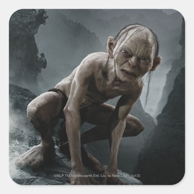Pegatina Cuadrada GOLLUM™ on a Rock (Anverso)