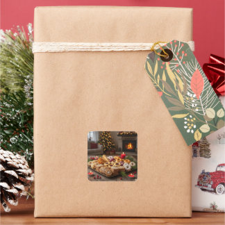 Pegatina Cuadrada Golosinas Navideñas Noruegas, Stickers
