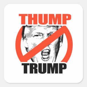 Pegatina Cuadrada Golpea a Trump - Anti-Trump