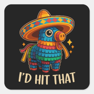 Pegatina Cuadrada Golpear esa Pinata Cinco De Mayo
