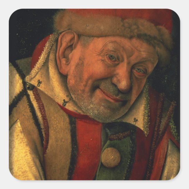 Pegatina Cuadrada Gonella, el bufón de Ferrara, c.1445 (Anverso)