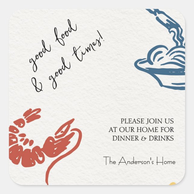 Pegatina Cuadrada Good Food & Good Times Thanksgiving (Anverso)