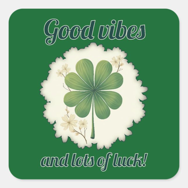 Pegatina Cuadrada Good Vibes St Patrick’s Day Shirt – Autocolante (Anverso)