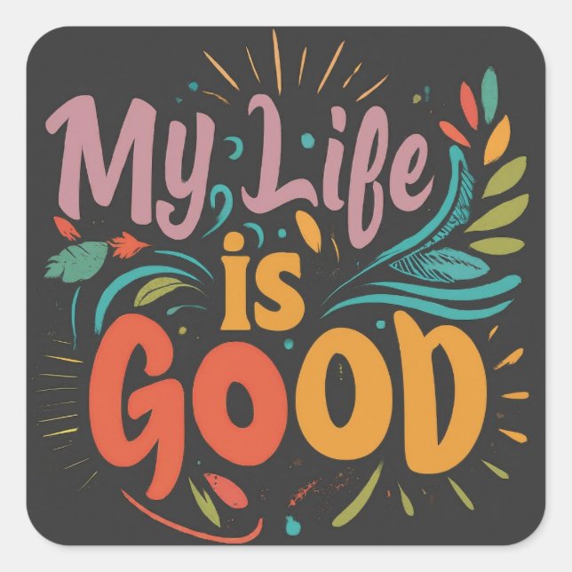 Pegatina Cuadrada Good Vibes Tee (Anverso)