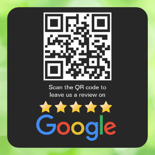 Pegatina Cuadrada Google Review Código QR Scan Me