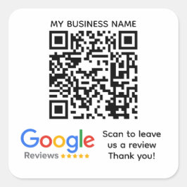 Pegatina Cuadrada GOOGLE REVIEWS Personalizado de código QR marca