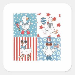 Pegatina Cuadrada Goose American Flag Memorial Day 4 De Julio