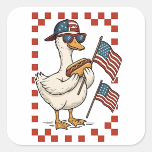 Pegatina Cuadrada Goose American Flag Memorial Day 4 de julio