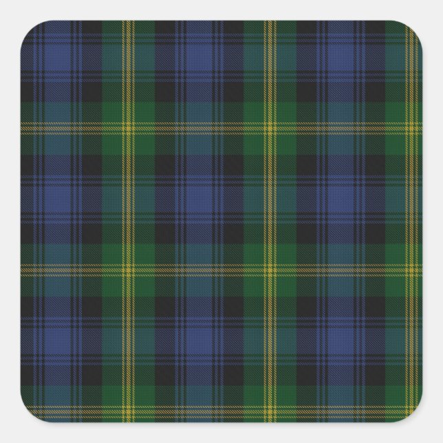 Pegatina Cuadrada Gordon Clan Family Tartan (Anverso)
