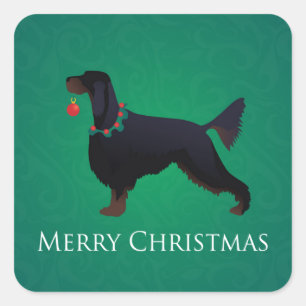 Pegatina Cuadrada Gordon Setter Merry Christmas Design