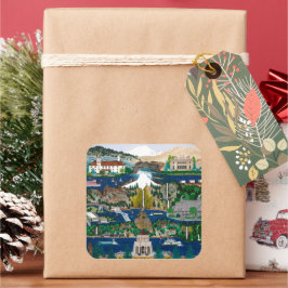 Pegatina Cuadrada Gorge del río Columbia