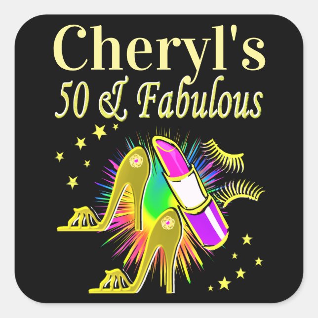 PEGATINA CUADRADA GORGEOUS GOLD PERSONALIZADO DE 50 AÑOS (Anverso)