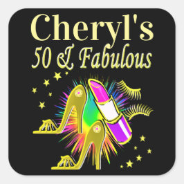 PEGATINA CUADRADA GORGEOUS GOLD PERSONALIZADO DE 50 AÑOS