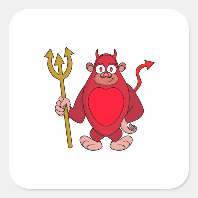 Pegatina Cuadrada Gorila del diablo (Anverso)