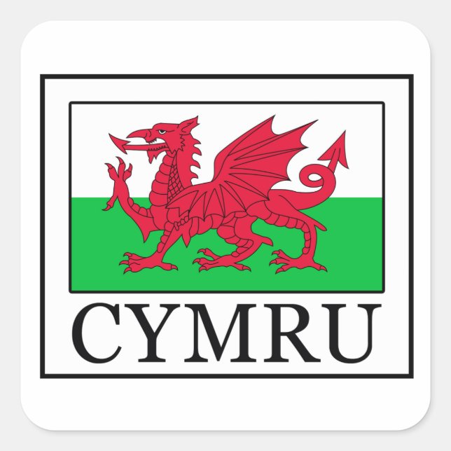 Pegatina Cuadrada Gorra de Cymru (Anverso)