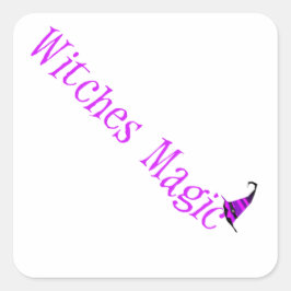 Pegatina Cuadrada Gorra mágico de brujas