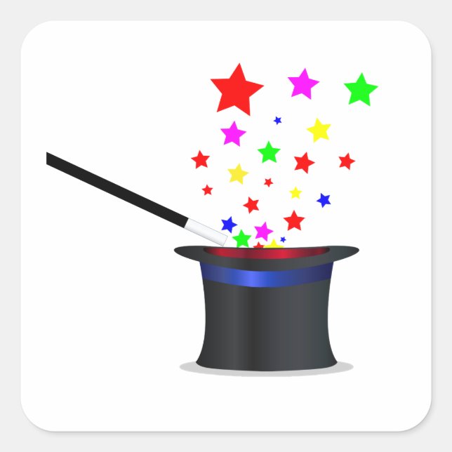 Pegatina Cuadrada Gorra Mágico Y Guerra (Anverso)