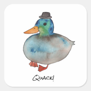 Pegatina Cuadrada Gorra que lleva del pato