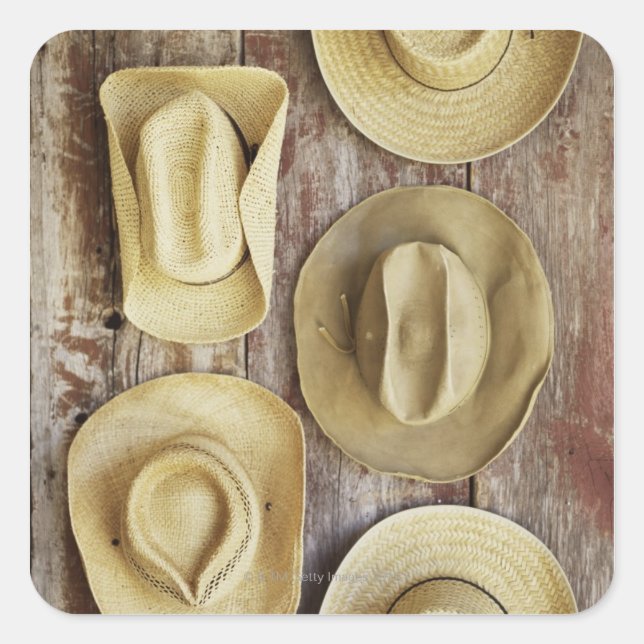 Pegatina Cuadrada Gorras Cowboy (Anverso)